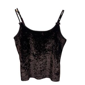 Vintage 90s Victoria's Secret Crushed Velvet Cami Tank M Brown Boho Y2K